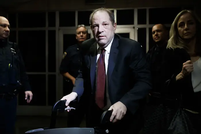 A photo of Harvey Weinstein in court this week